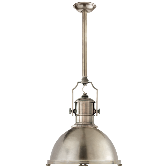 Country Industrial Large Pendant - Antique Nickel Finish