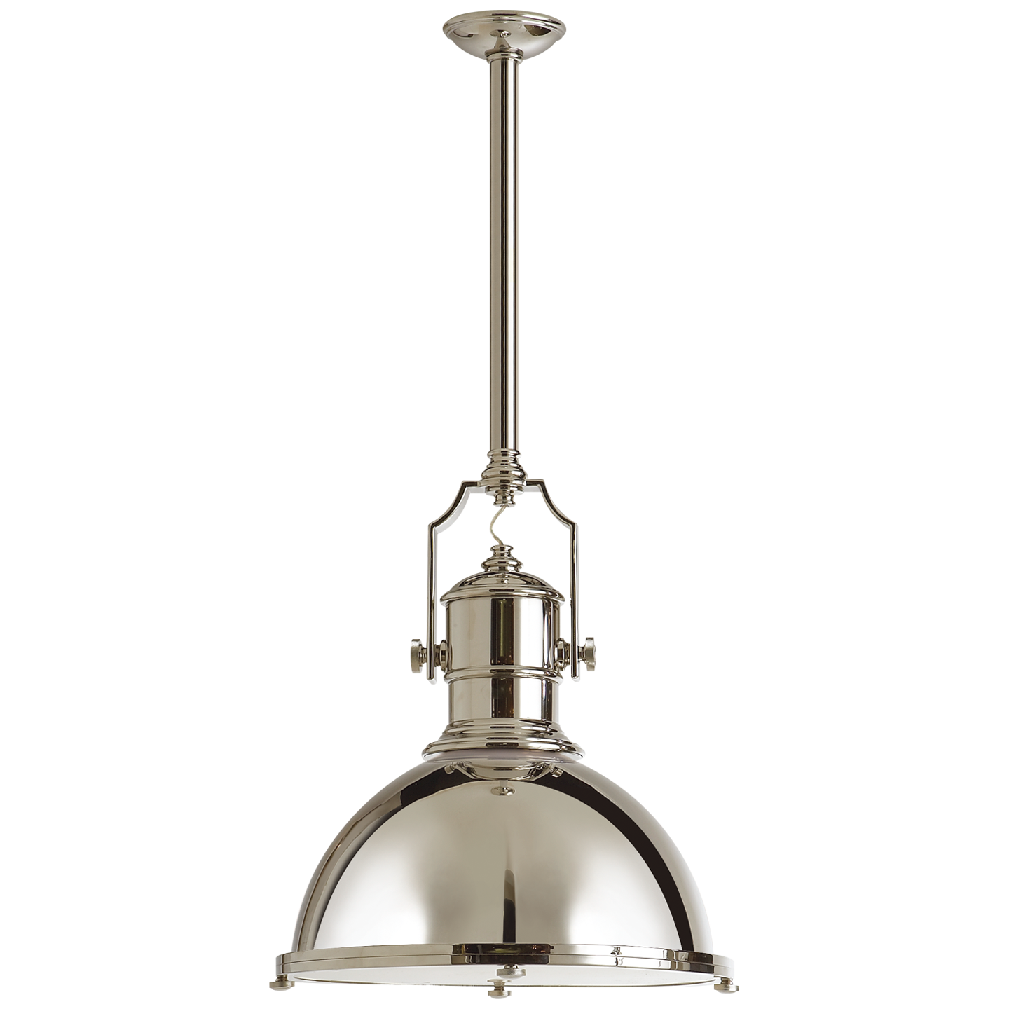 Country Industrial Large Pendant - Polished Nickel Finish