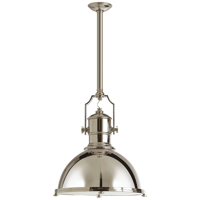 Country Industrial Large Pendant - Polished Nickel Finish