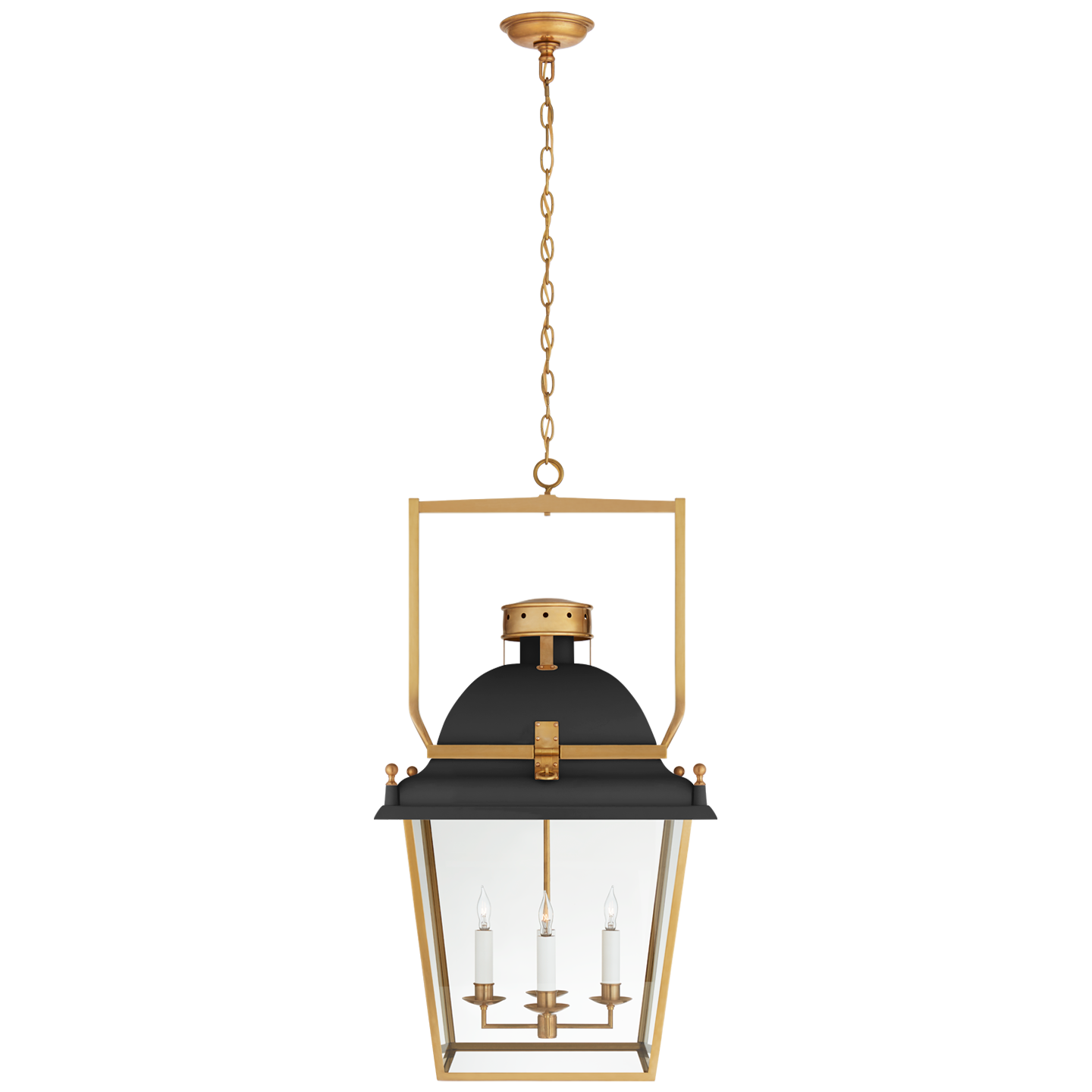 Coventry Large Lantern - Matte Black/Antique-Burnished Brass Finish