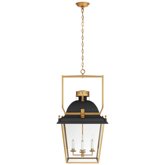 Coventry Large Lantern - Matte Black/Antique-Burnished Brass Finish