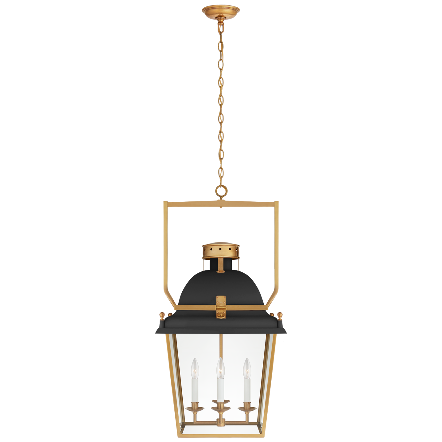 Coventry Medium Lantern - Matte Black/Antique-Burnished Brass Finish