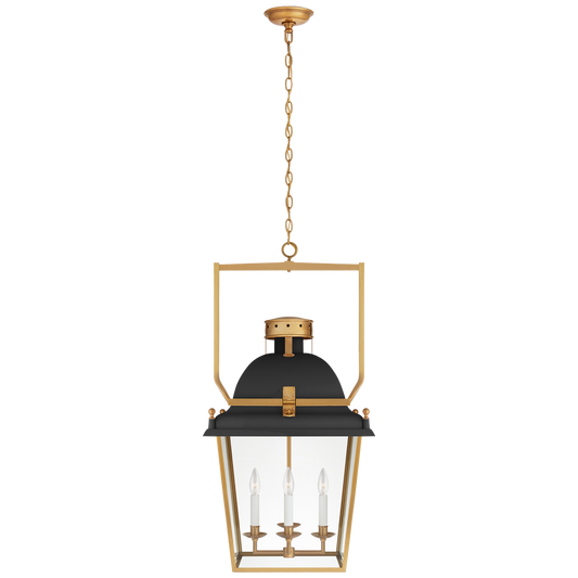 Coventry Medium Lantern - Matte Black/Antique-Burnished Brass Finish