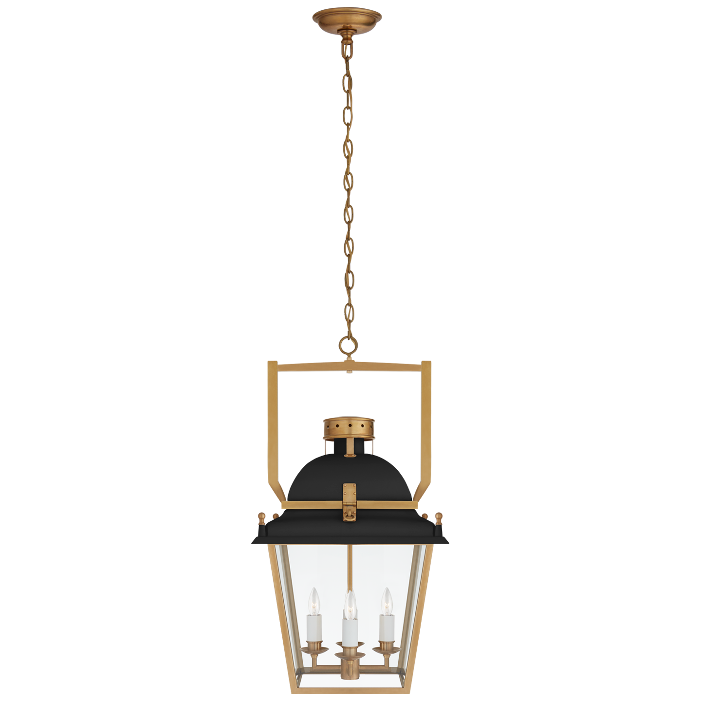 Coventry Small Lantern - Matte Black/Antique-Burnished Brass Finish