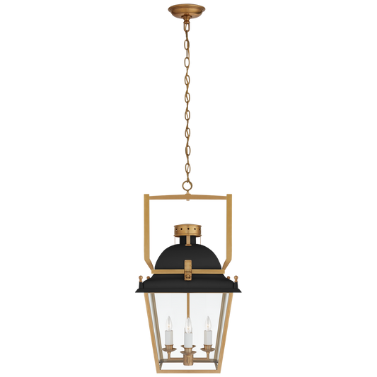 Coventry Small Lantern - Matte Black/Antique-Burnished Brass Finish