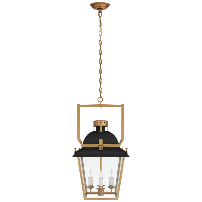 Coventry Small Lantern - Matte Black/Antique-Burnished Brass Finish