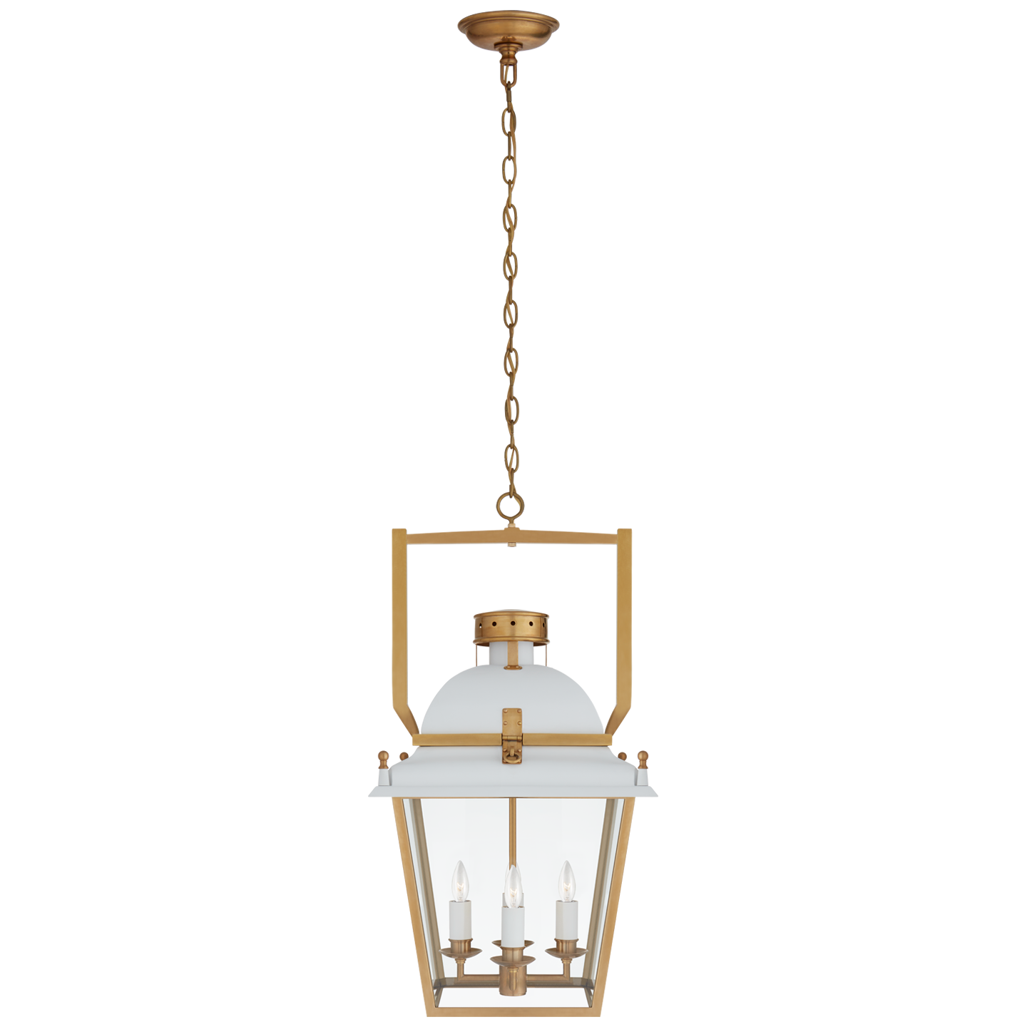 Coventry Small Lantern - Matte White/Antique-Burnished Brass Finish