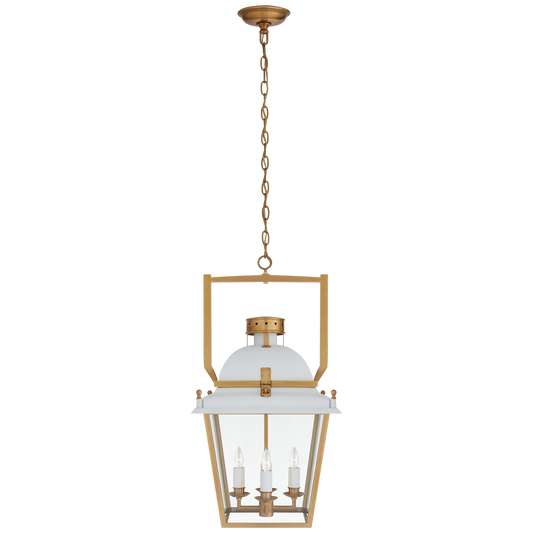 Coventry Small Lantern - Matte White/Antique-Burnished Brass Finish