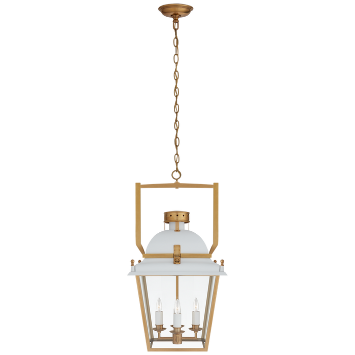 Coventry Small Lantern - Matte White/Antique-Burnished Brass Finish