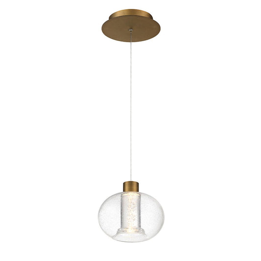 Crater LED Mini Pendant - Aged Brass Finish