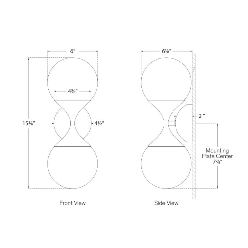 Cristol Small Double Sconce - Diagram