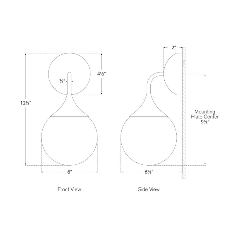 Cristol Small Single Sconce - Diagram