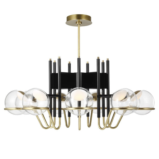 Crosby Large Chandelier - Glossy Black/Natural Brass Finish
