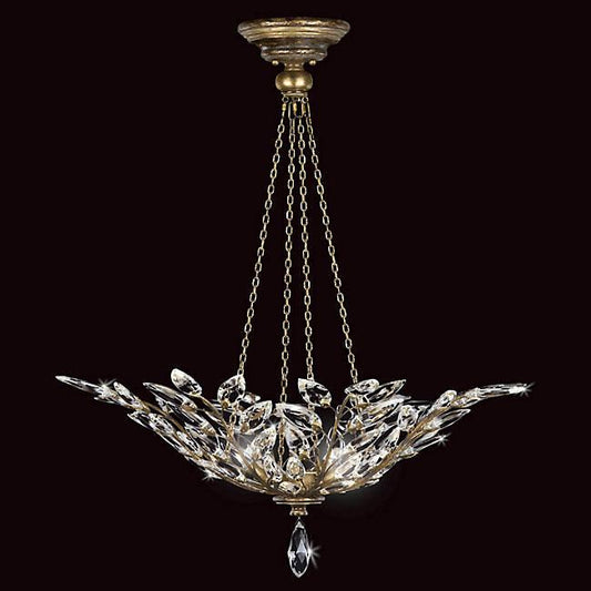 Crystal Laurel Bowl Pendant - Gold Leaf/Small