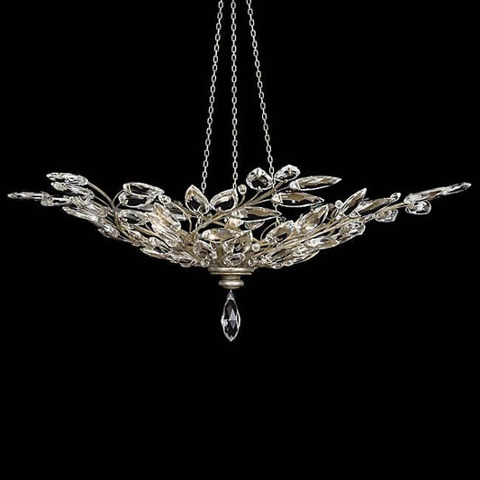 Crystal Laurel Bowl Pendant - Silver Leaf