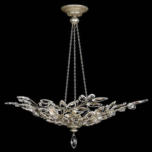 Crystal Laurel Bowl Pendant - Silver Leaf/Large