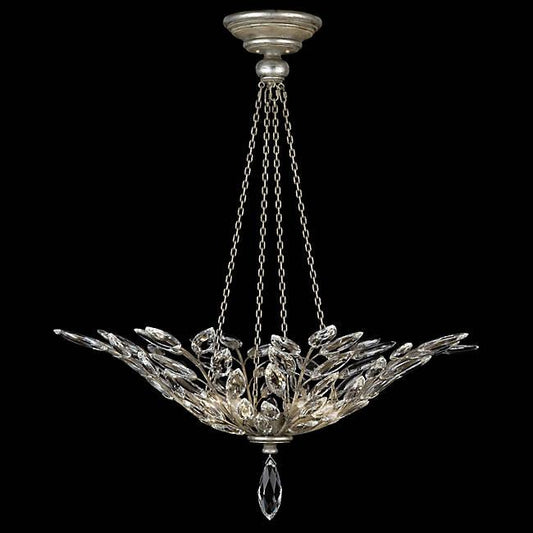 Crystal Laurel Bowl Pendant - Silver Leaf/Small