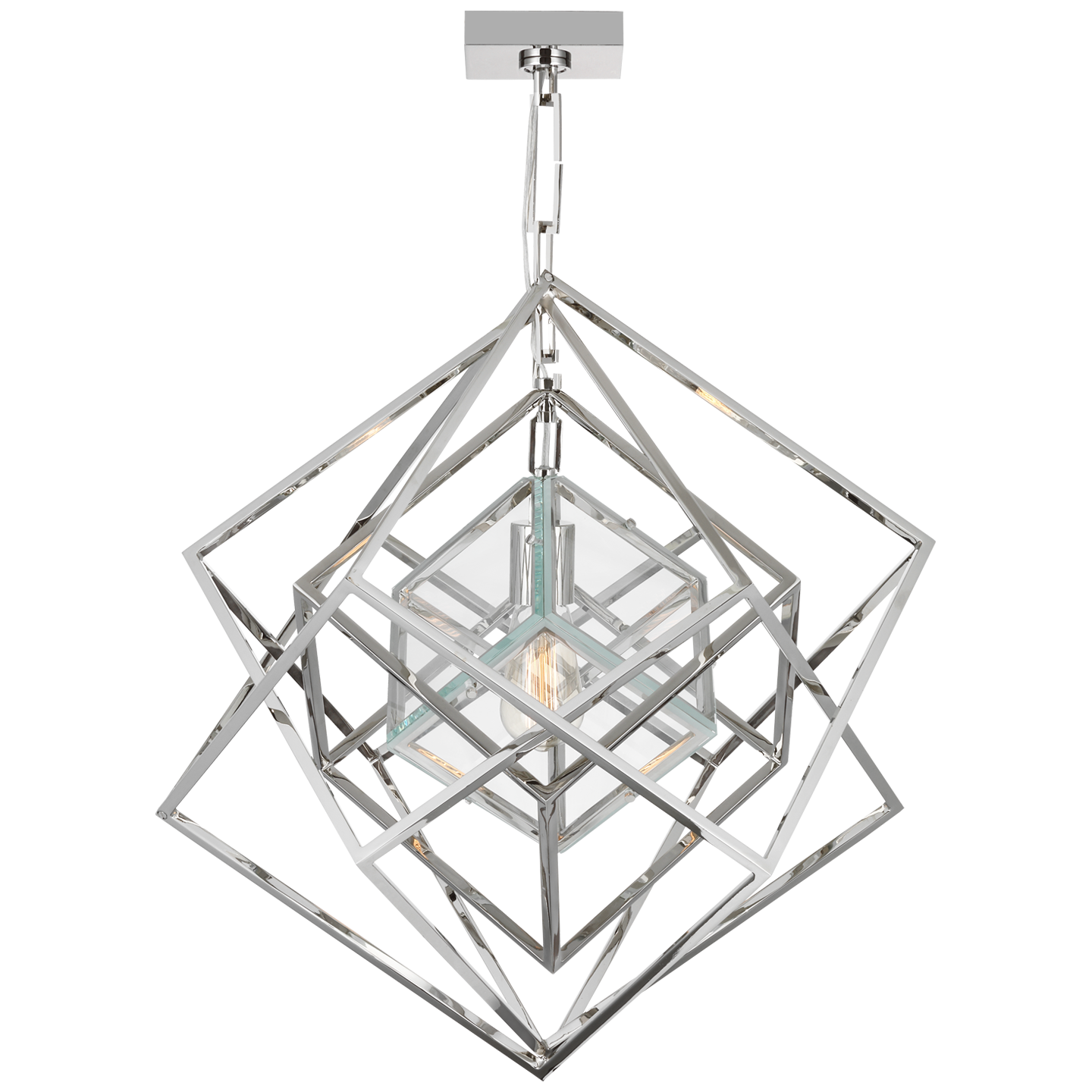 Cubist Small Chandelier Polished Nickel Finish