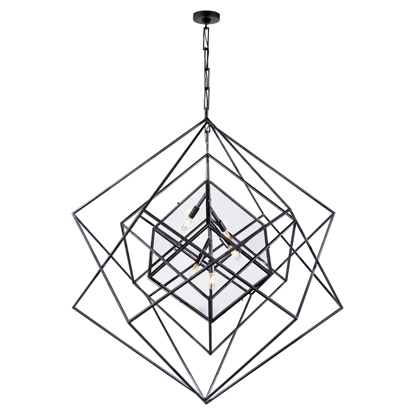 Cubist Large Chandelier - Aged Iron