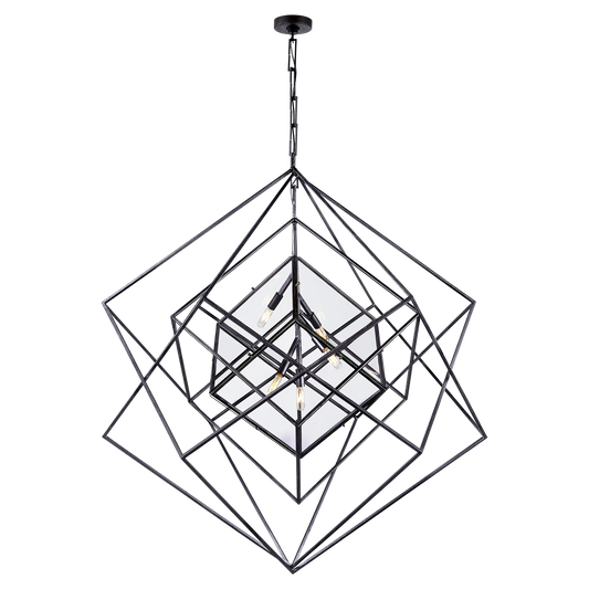 Cubist Large Chandelier - Aged Iron