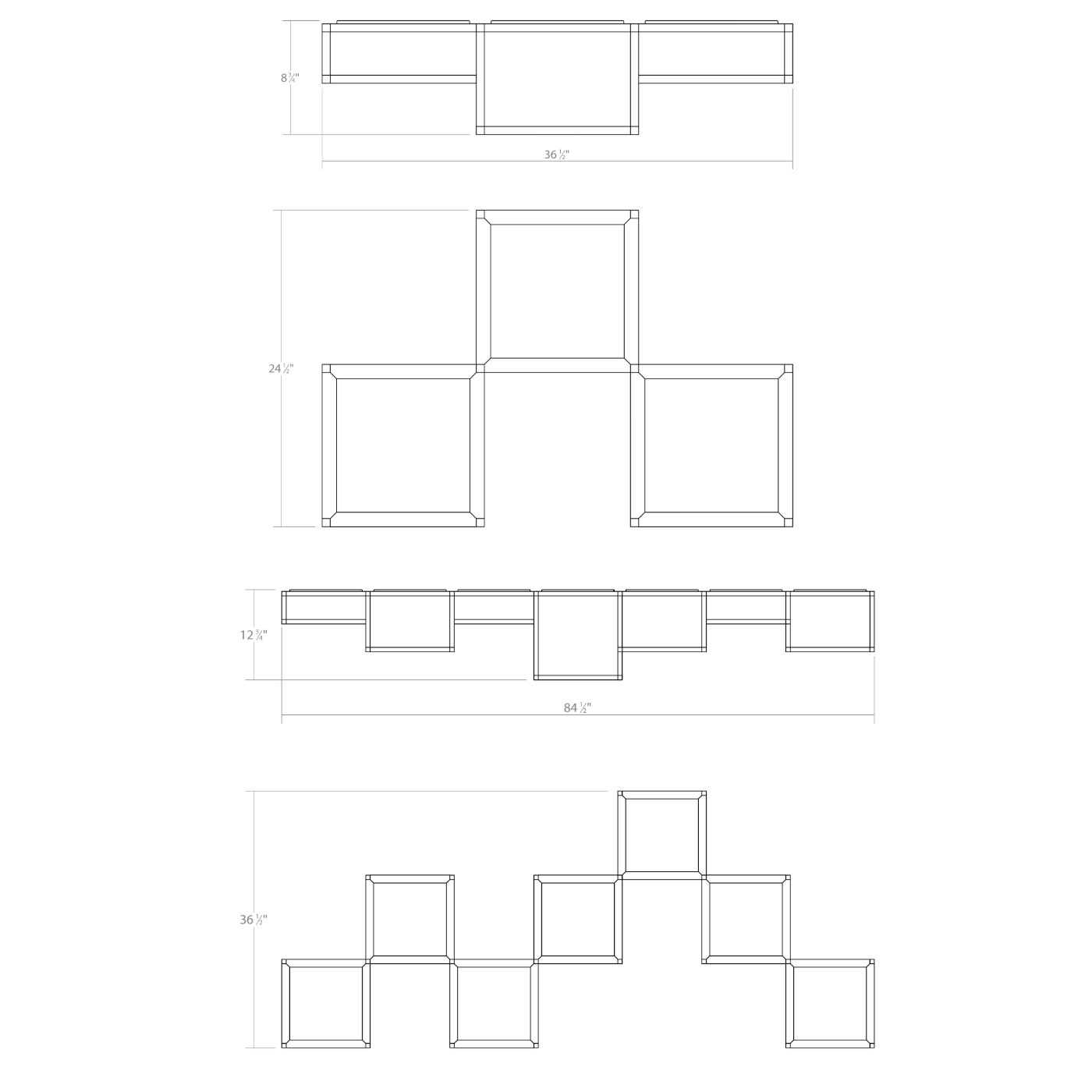 Cubix Multi-Light LED Flush Mount - Diagram