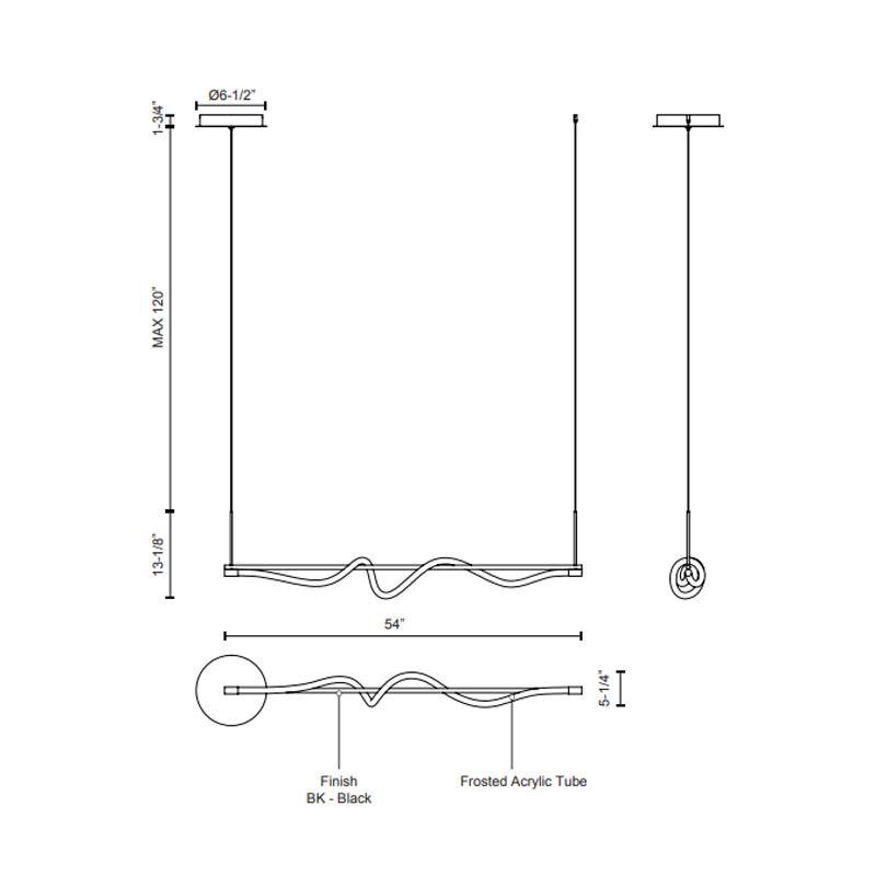 Cursive Linear Pendant - Diagram