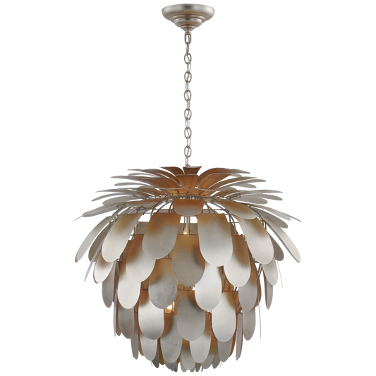 Cynara Grande Chandelier - Burnished Silver Leaf