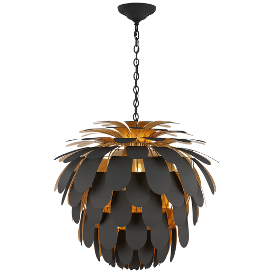 Cynara Grande Chandelier - Matte Black & Gild