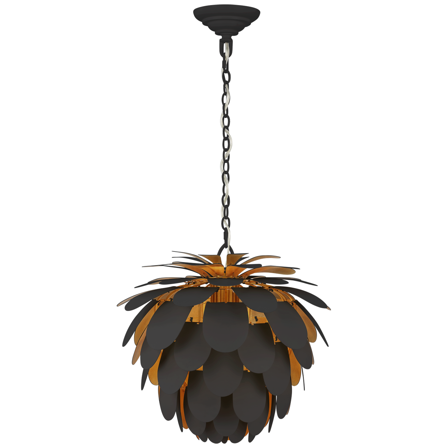 Cynara Small Chandelier - Matte Black & Gild