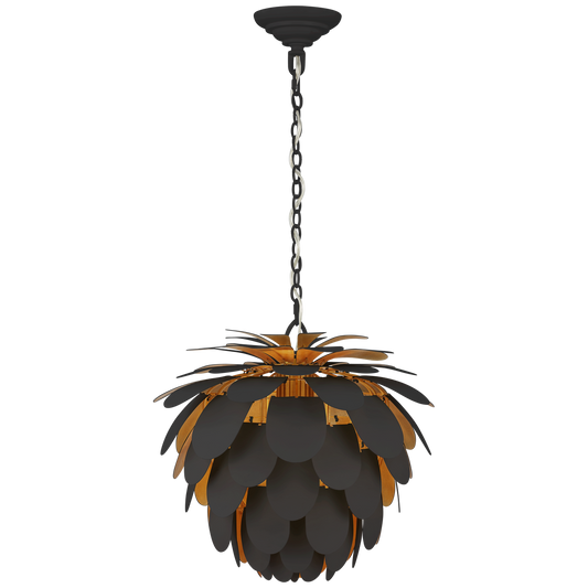 Cynara Small Chandelier - Matte Black & Gild
