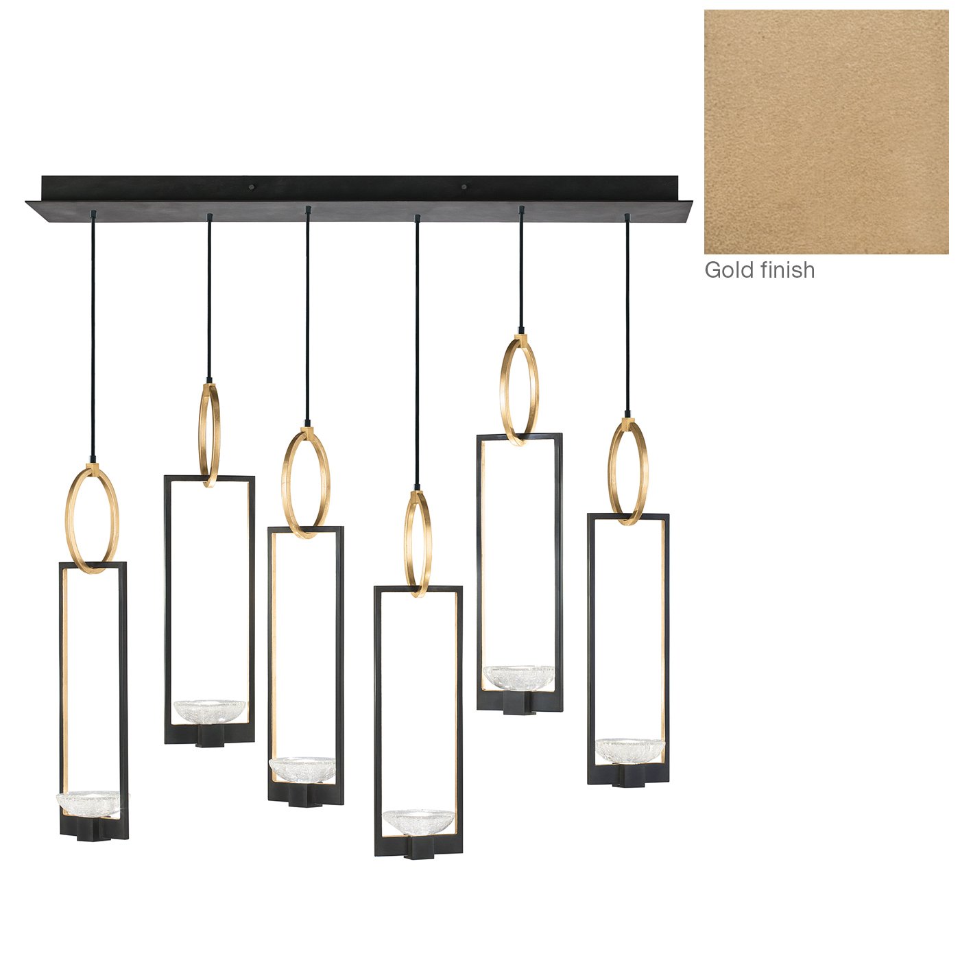 Delphi Linear Pendant - Gold Leaf