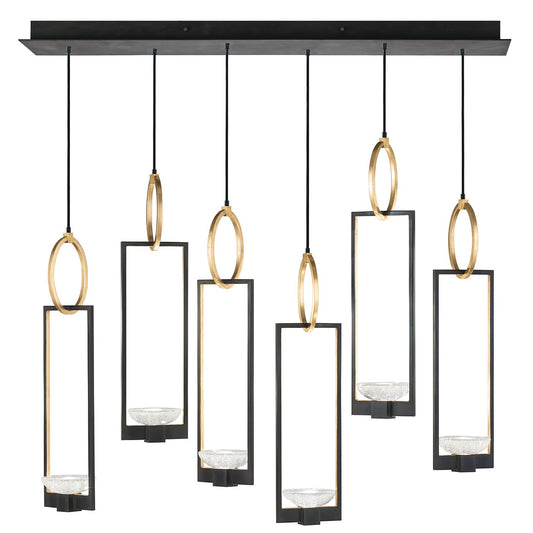 Delphi Linear Pendant - Black & Gold Leaf