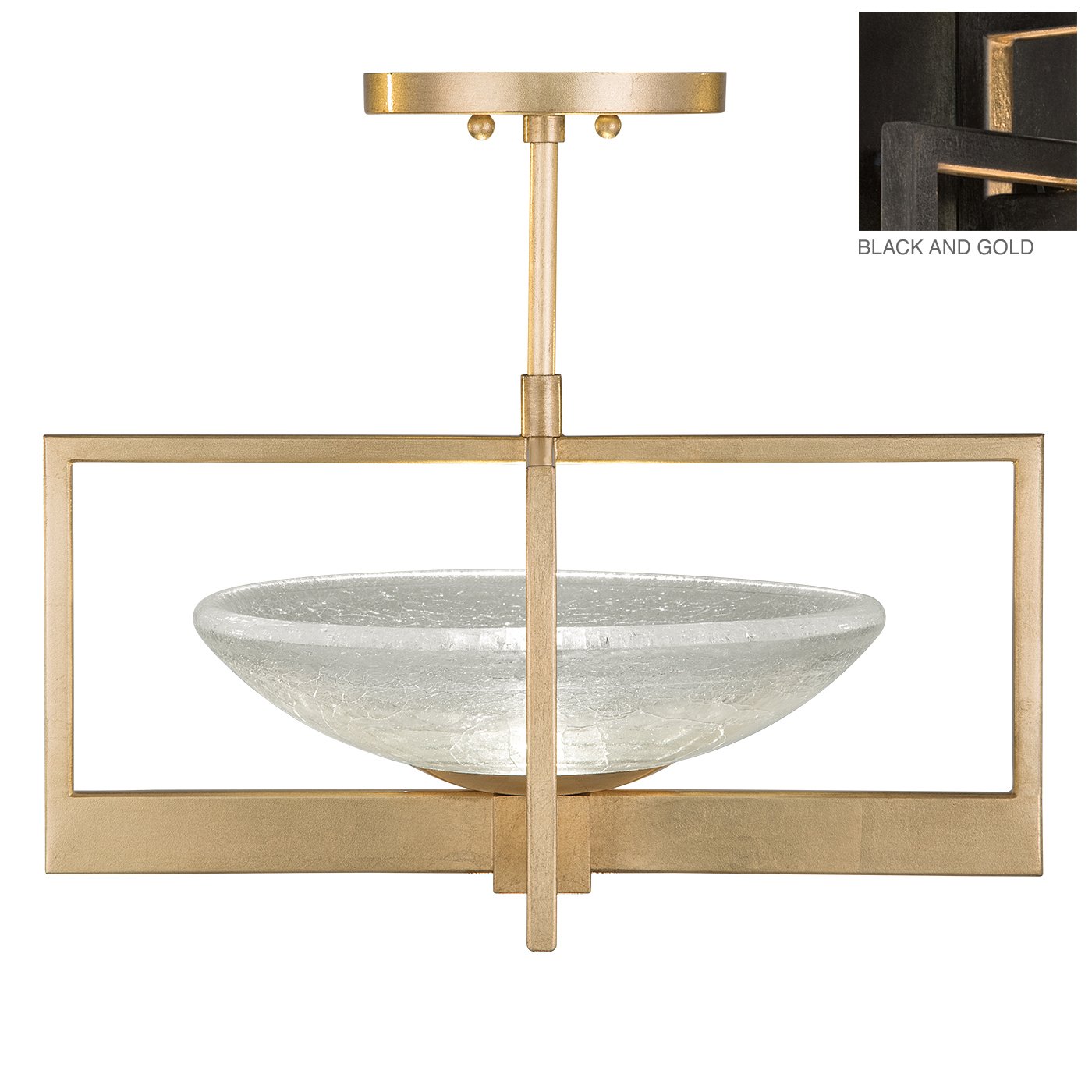 Delphi Semi Flush Mount - Black/Gold