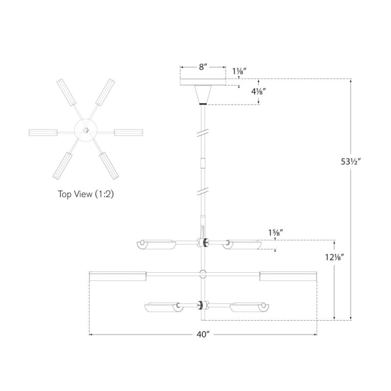 Daley Medium Six Light Chandelier - Diagram