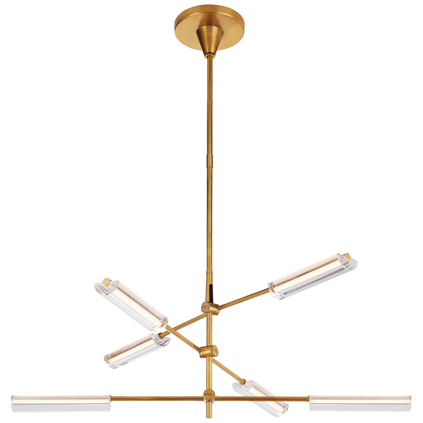 Daley Medium Six Light Chandelier - Natural Brass Finish