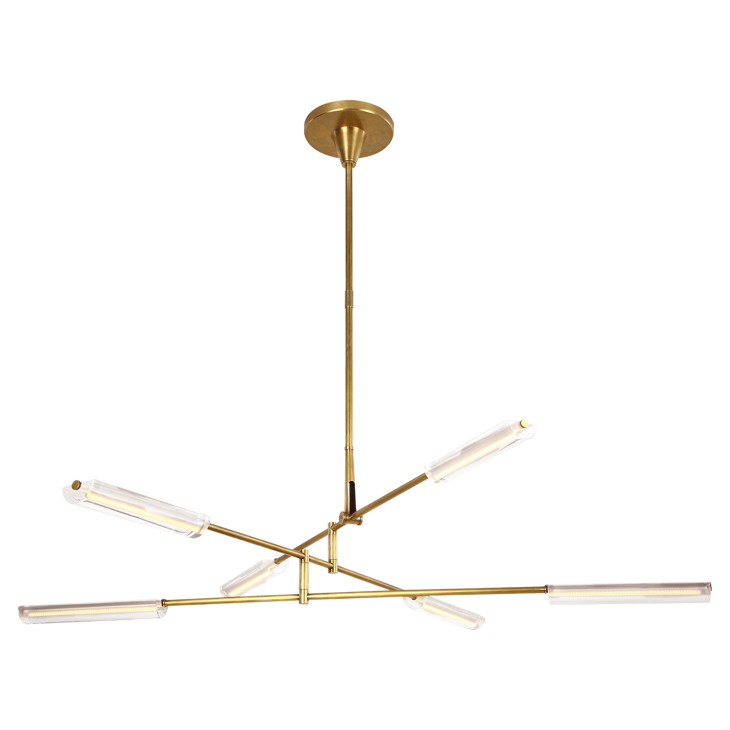 Daley Large Six Light Chandelier - Natural Brass