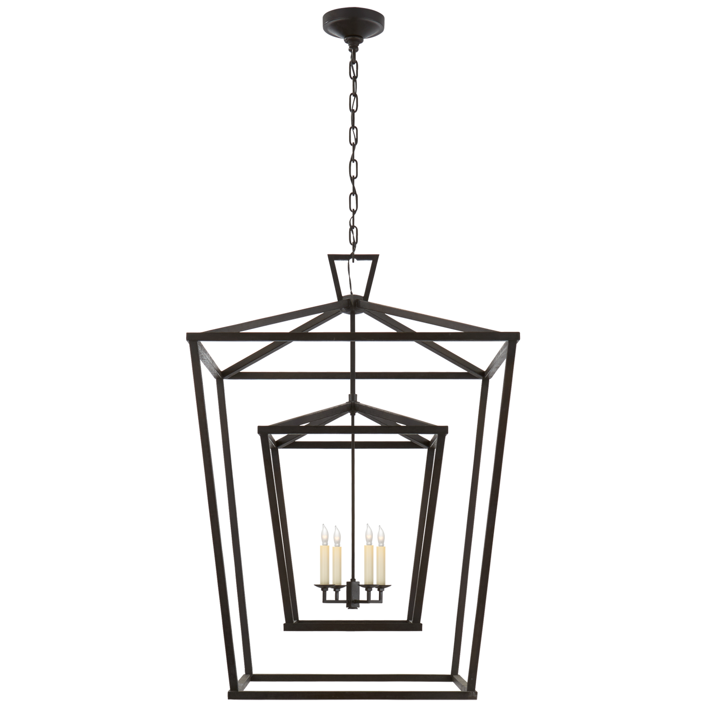 Darlana Large Double Cage Lantern - Aged Iron Finish