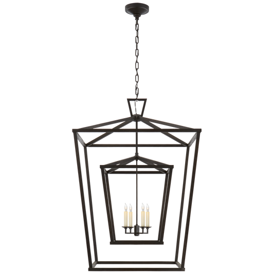 Darlana Large Double Cage Lantern - Aged Iron Finish