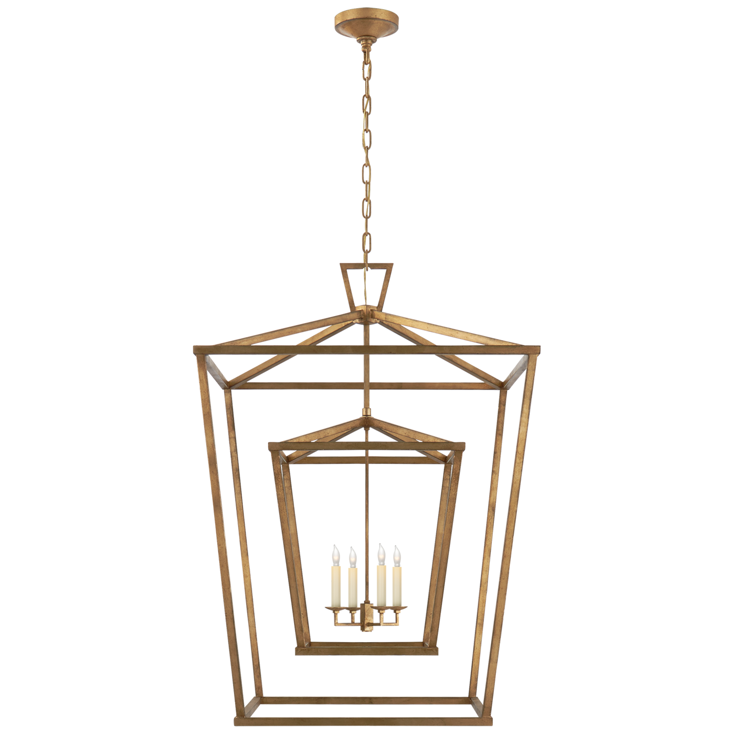 Darlana Extra Large Double Cage Lantern - Gilded Iron Finish