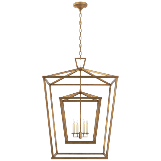 Darlana Extra Large Double Cage Lantern - Gilded Iron Finish