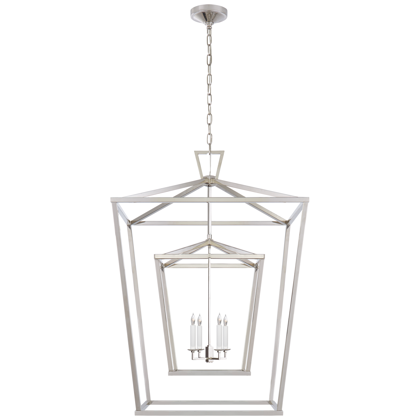 Darlana Extra Large Double Cage Lantern - Polished Nickel Finish