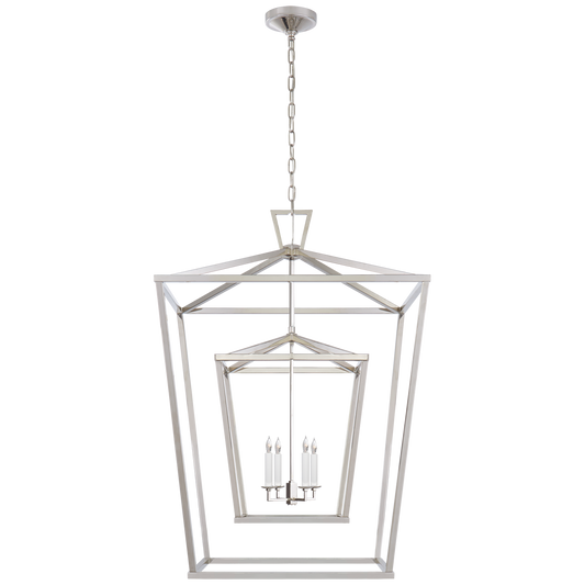 Darlana Extra Large Double Cage Lantern - Polished Nickel Finish