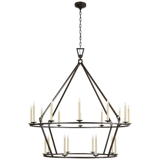 Darlana Extra Large Two-Tier Chandelier - Aged Iron