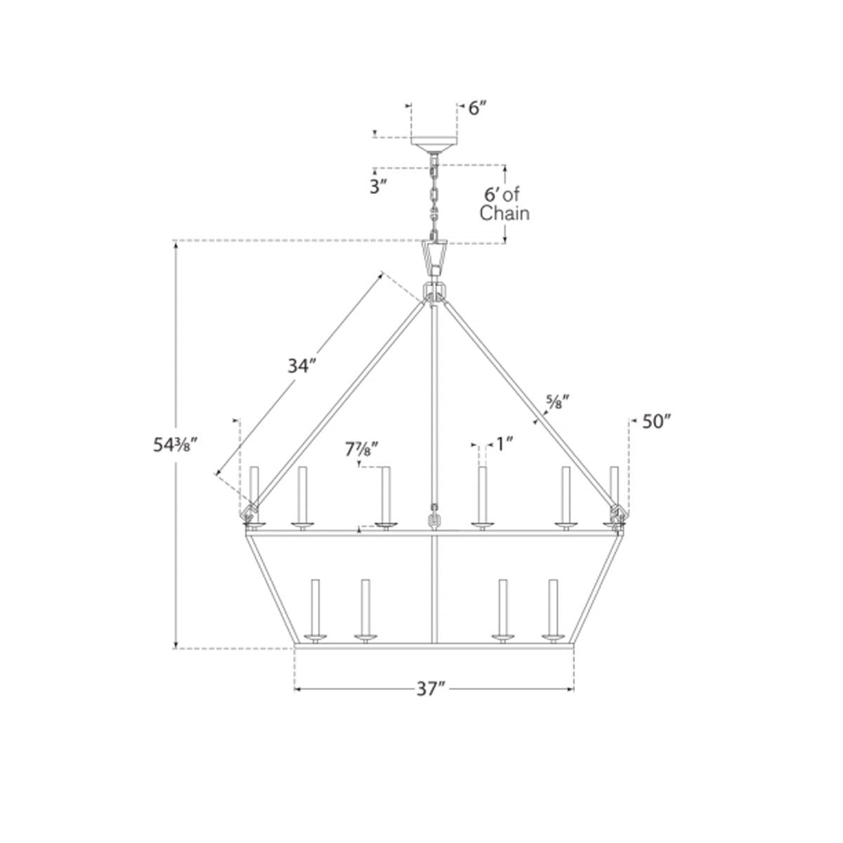 Darlana Extra Large Two-Tier Chandelier - Diagram