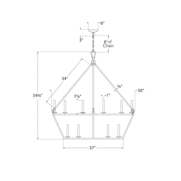 Darlana Extra Large Two-Tier Chandelier - Diagram