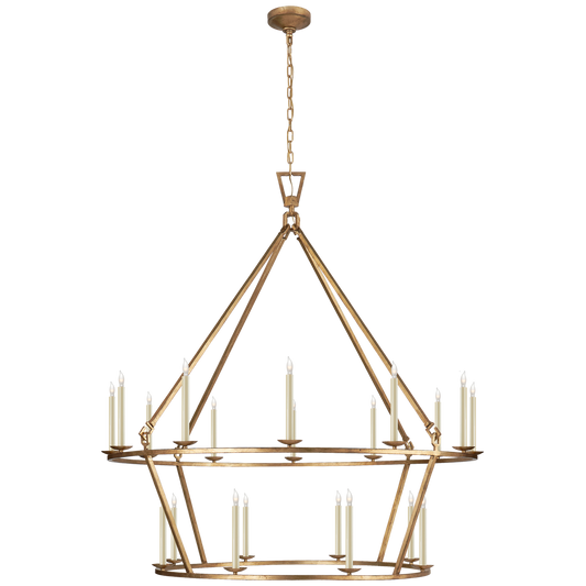 Darlana Extra Large Two-Tier Chandelier - Gilded Iron