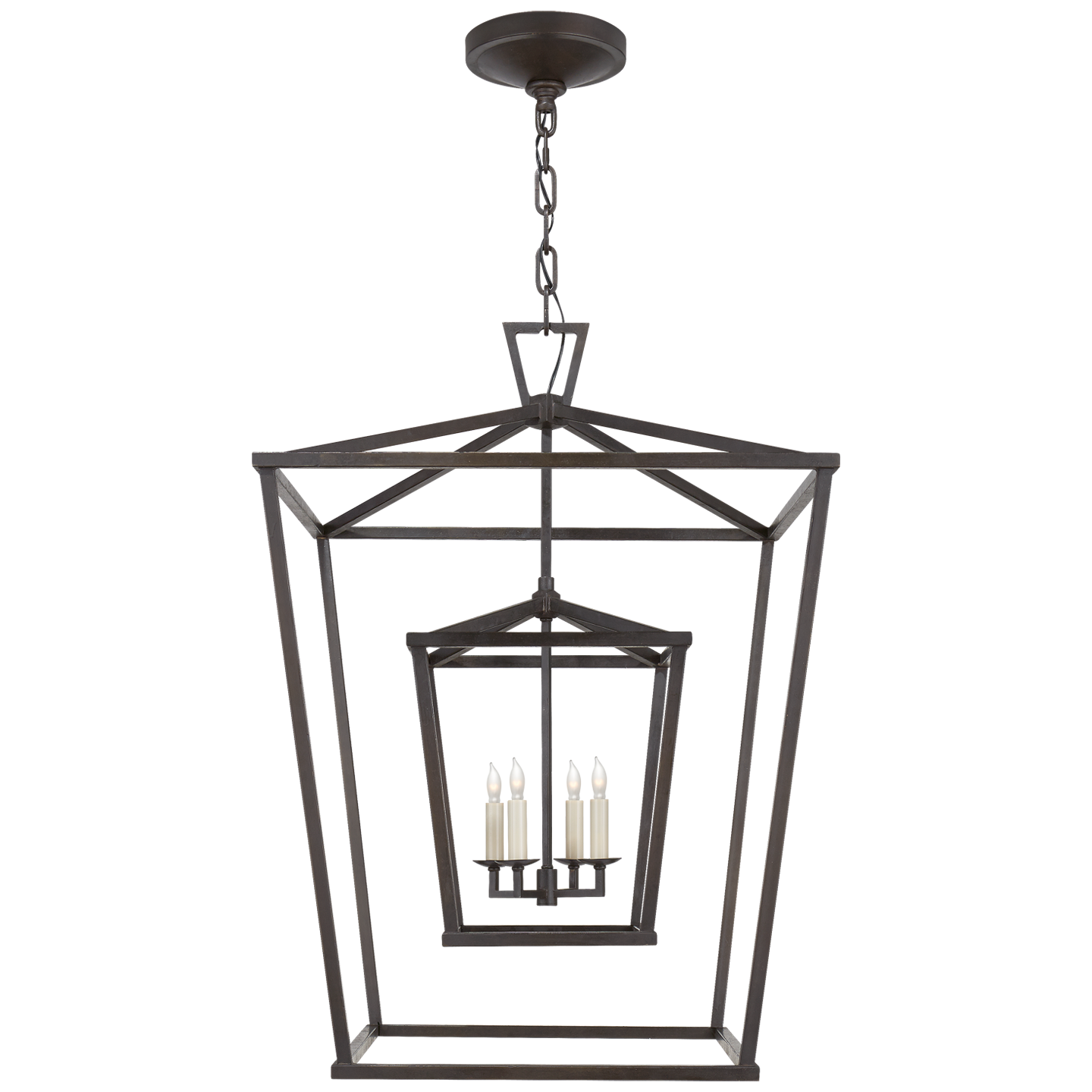 Darlana X-Large Double Cage Lantern - Aged Iron Finish