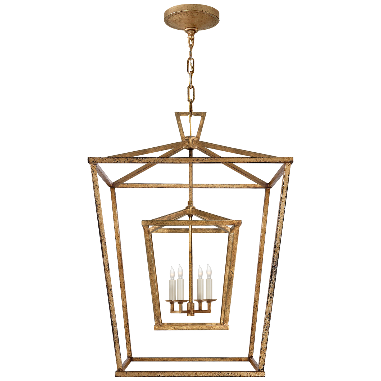 Darlana Large Double Cage Lantern - Gilded Iron Finish