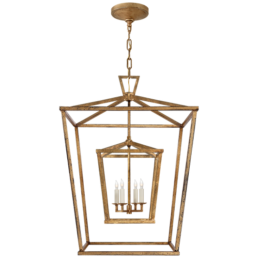 Darlana Large Double Cage Lantern - Gilded Iron Finish