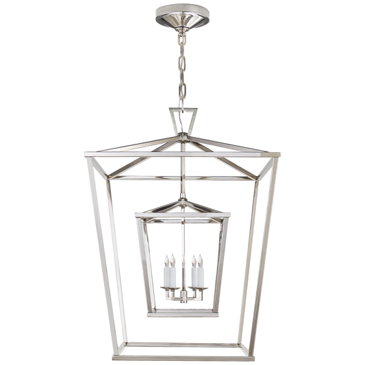 Darlana Large Double Cage Lantern - Polished Nickel Finish